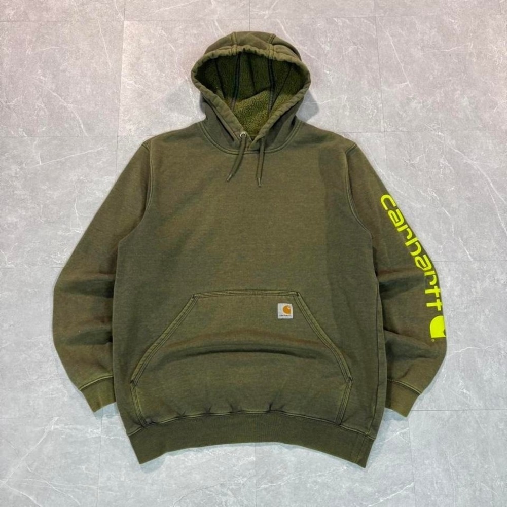 Carhartt green faded hoodie Size M #workwear #hoodie